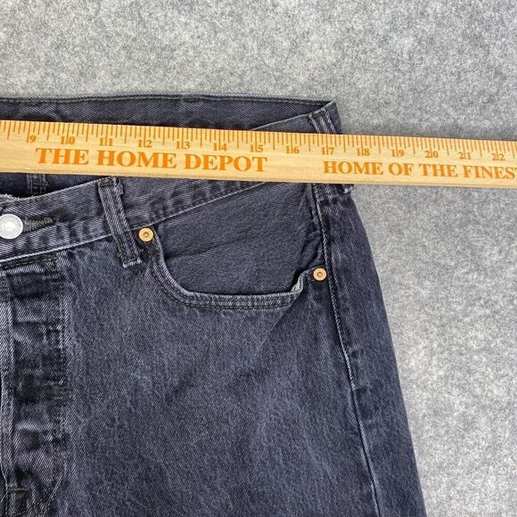 Levis 501 Jeans Mens 38x34 (34x32 Black Button Fly Denim Straight Leg Faded Work - Picture 4 of 13